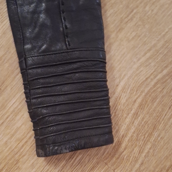 Mackage Dark Leather Jacket with Zipper Details - Picture 3 of 16